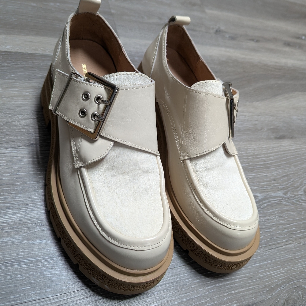 All Black Footwear Double Buckle NuLugg Loafers Ivory Size 40 US 9